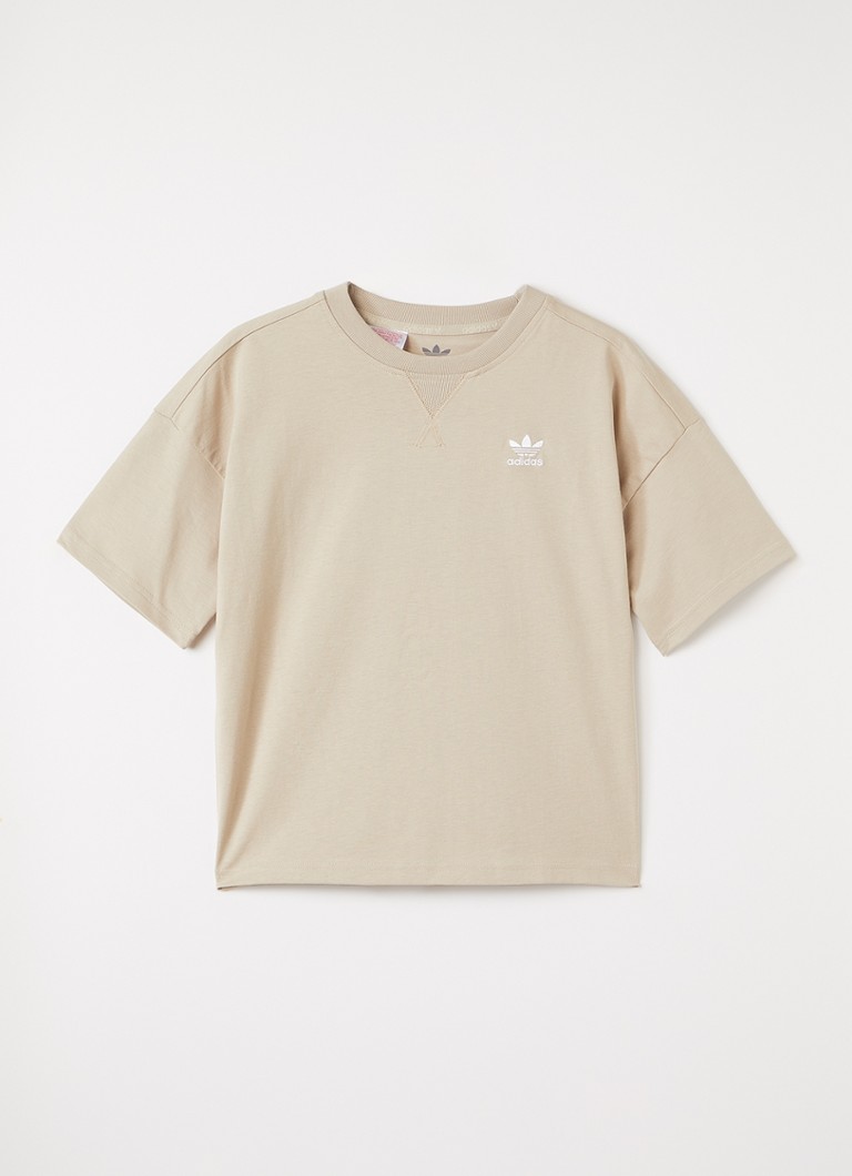 Adidas Jongens T-shirt met logoborduring in de kleur Beige, maat: 176