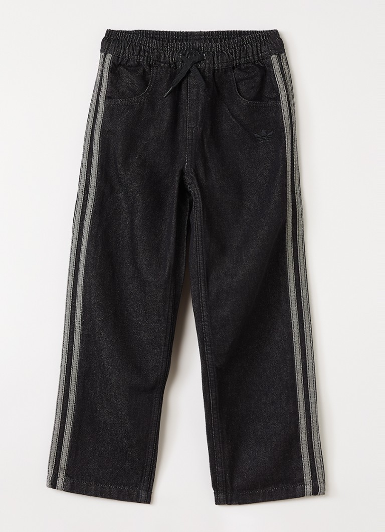 Adidas Jongens Firebird loose fit jeans met trekkoord in de kleur Zwart, maat: 128