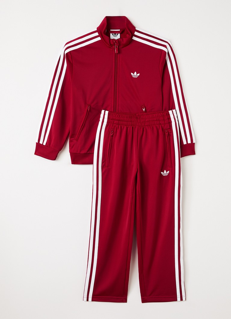 Adidas Jongens Set van trackvest met trackpants 2-delig in de kleur Donkerrood, maat: 116
