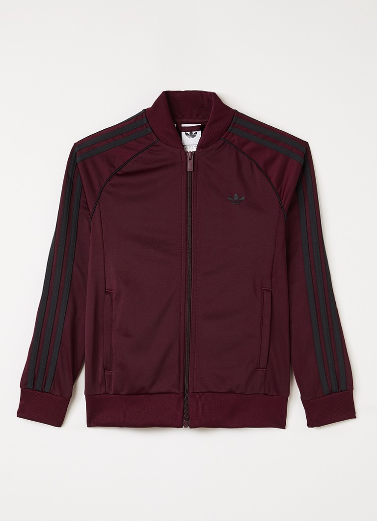 Adidas Jongens Trackvest met logoborduring in de kleur Bordeauxrood, maat: 176