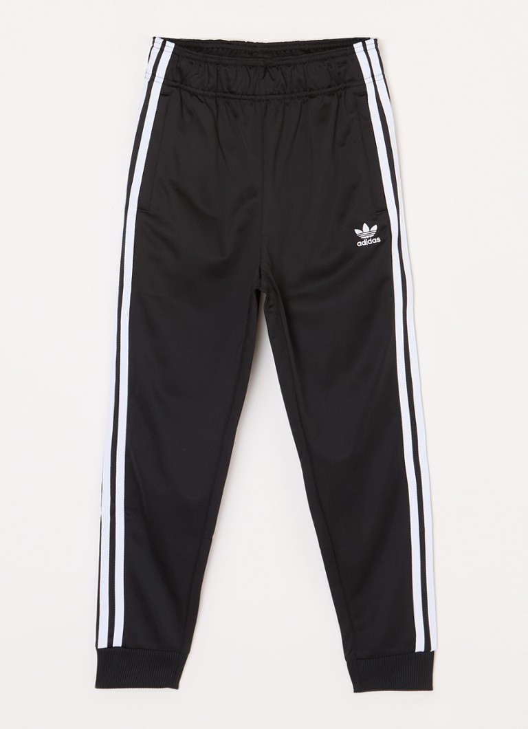 Adidas Jongens Tapered fit trackpants met logoborduring in de kleur Zwart, maat: 128
