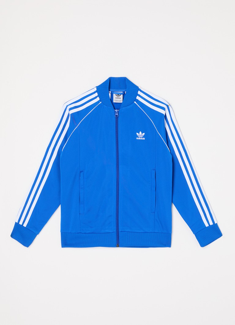 Adidas Jongens Superstar trackvest met logo in de kleur Kobaltblauw, maat: 176