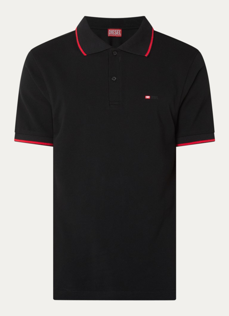 Diesel Heren T-Ferry regular fit polo met logoborduring in de kleur Zwart