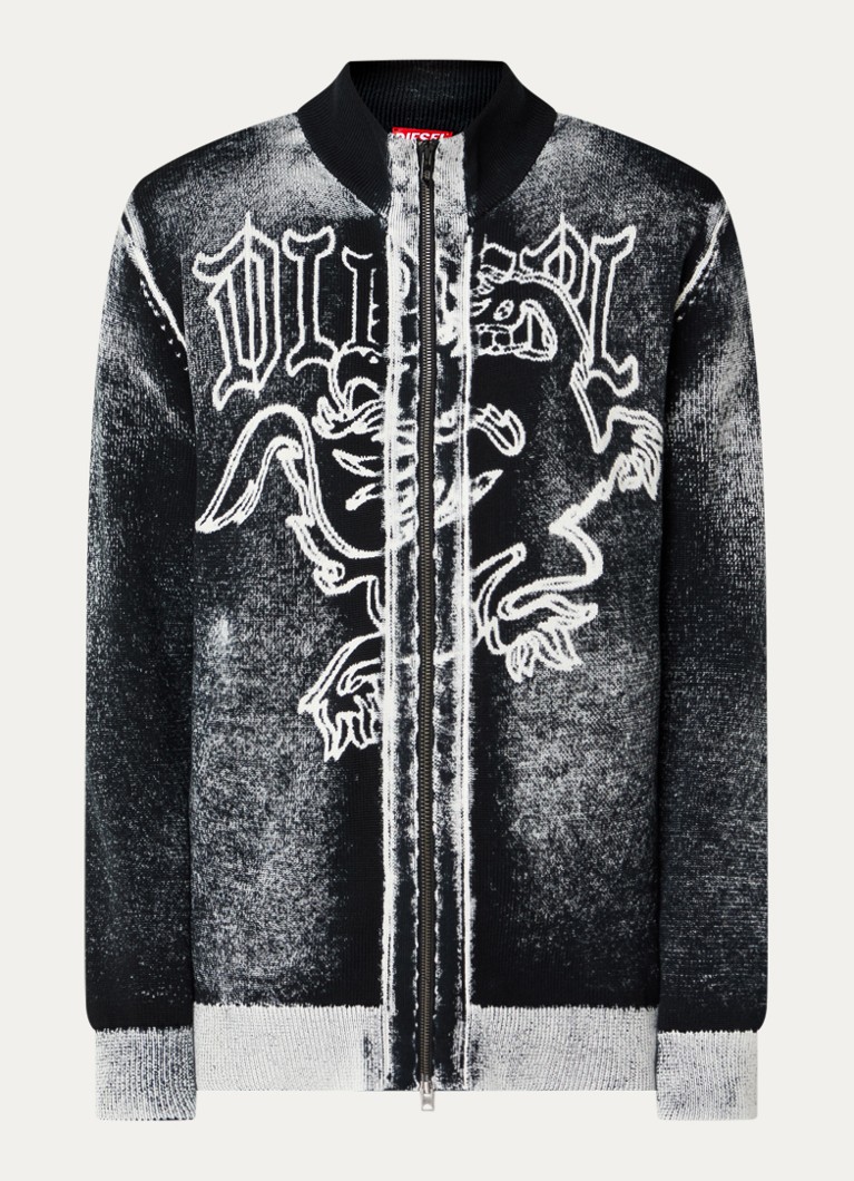 Diesel Heren K-Lauros fijngebreid vest met ingebreide print in de kleur Zwart