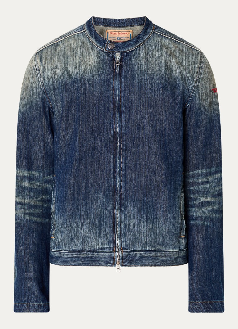 Diesel Heren D-Glory spijkerjas met verwassen afwerking in de kleur Indigo