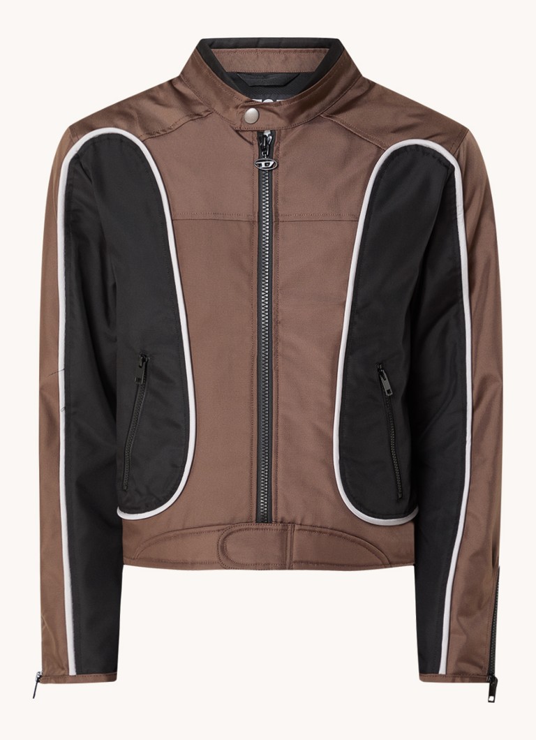 Diesel Heren Jack met logoborduring en ritszakken in de kleur Bruin