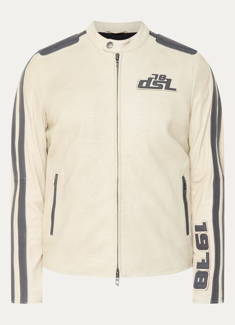Diesel Heren L-Pop jack van geitenleer met ritszakken in de kleur Beige
