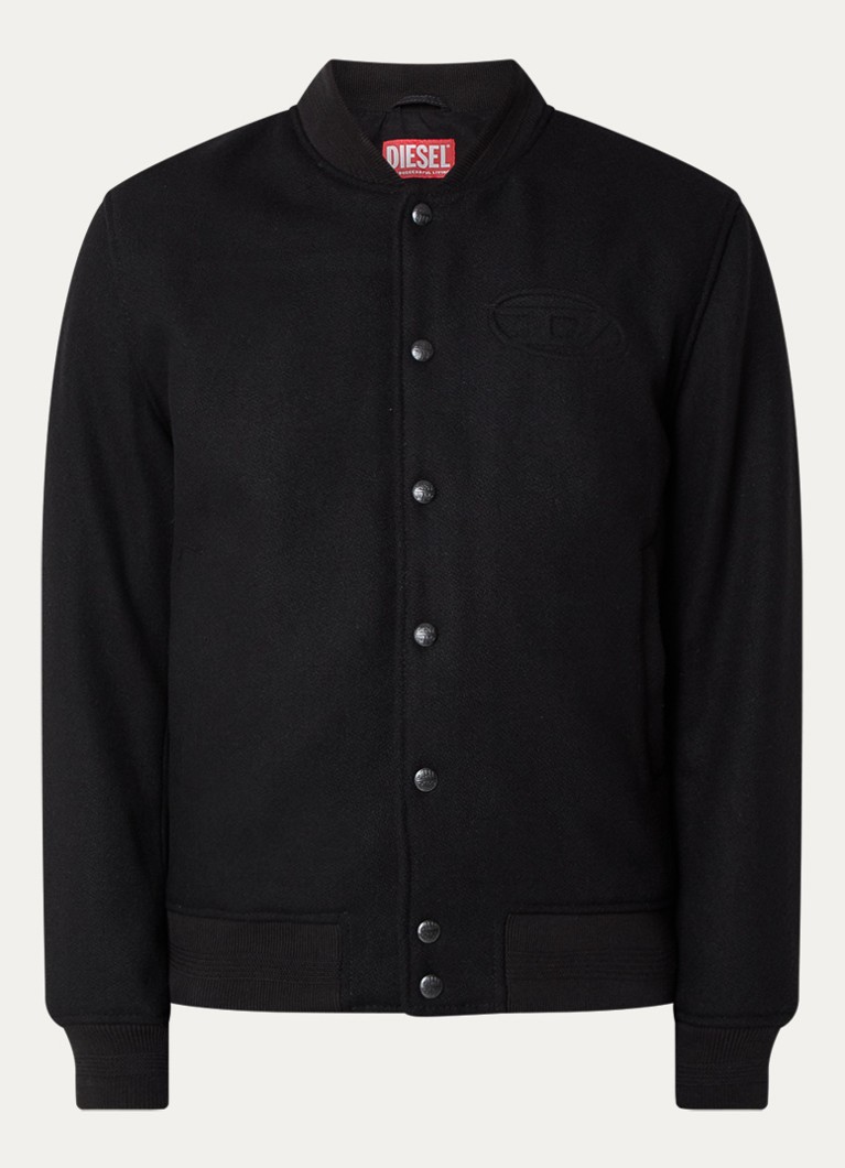 Diesel Heren J-Arry baseball jack in wolblend in de kleur Zwart