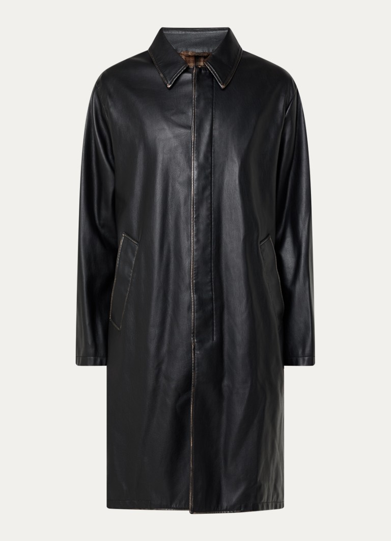 Diesel Heren J-Rivers trenchcoat van imitatieleer in de kleur Zwart