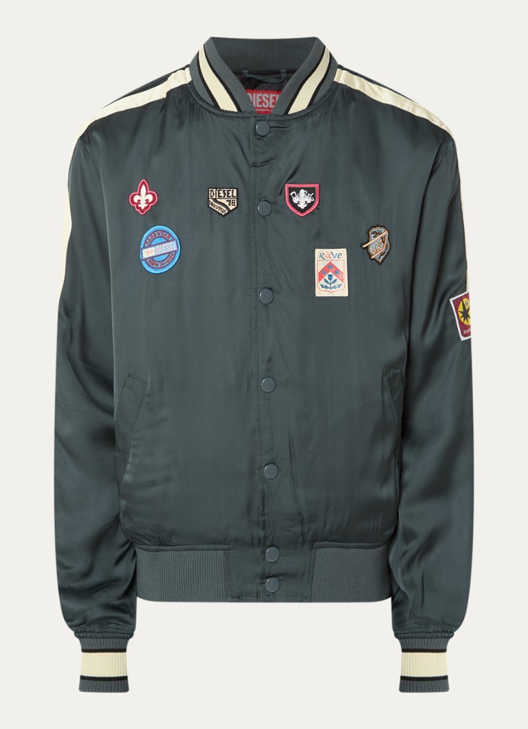 Diesel Heren J-Annu baseball jack met print in de kleur Bronsgroen