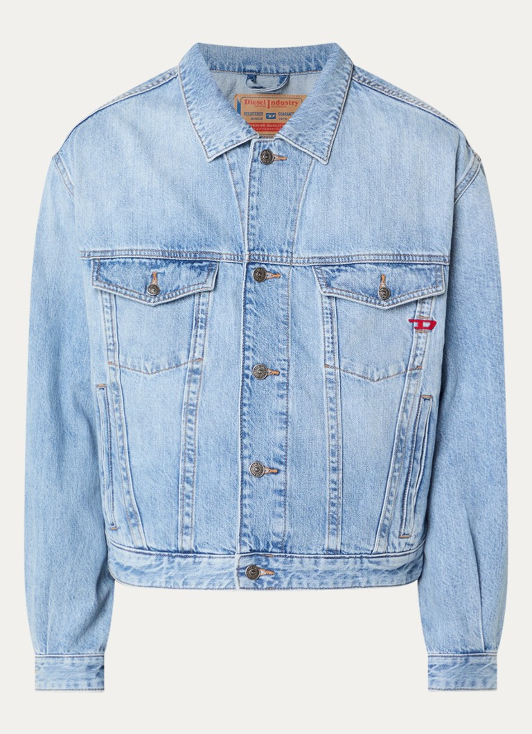 Diesel Heren D-Ranger spijkerjas met lichte wassing en borstzak in de kleur Indigo