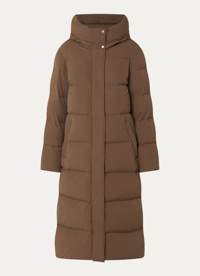 Woolrich Dames Madison longline puffer jack met donsvulling in de kleur Cognac, maat: S