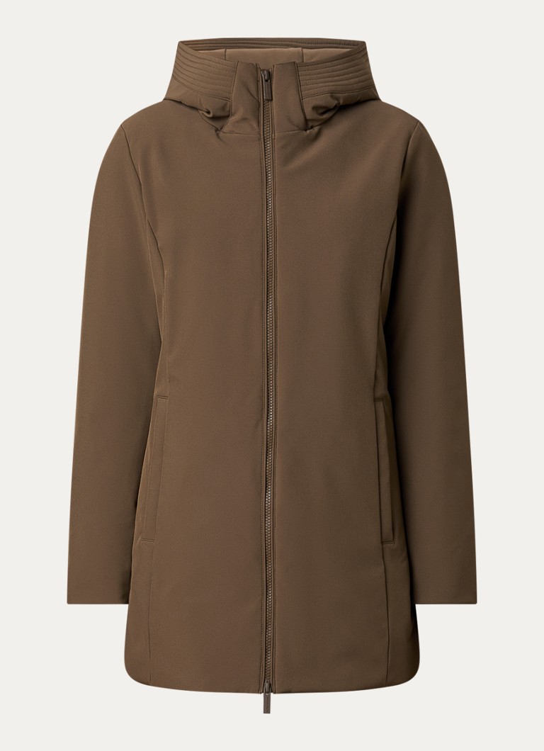 Woolrich Dames Gewatteerde parka met donsvulling en steekzakken in de kleur Camel, maat: XS