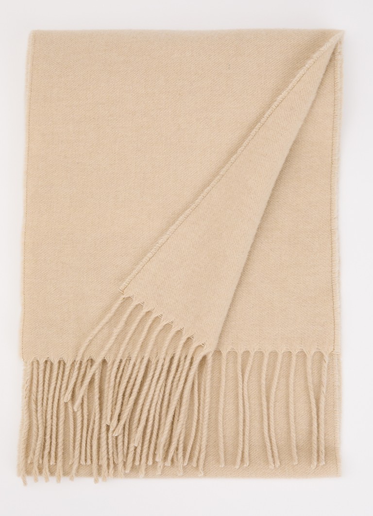 Woolrich Dames Sjaal van wol met franjes 200 x 25 cm in de kleur Beige, maat: ONE