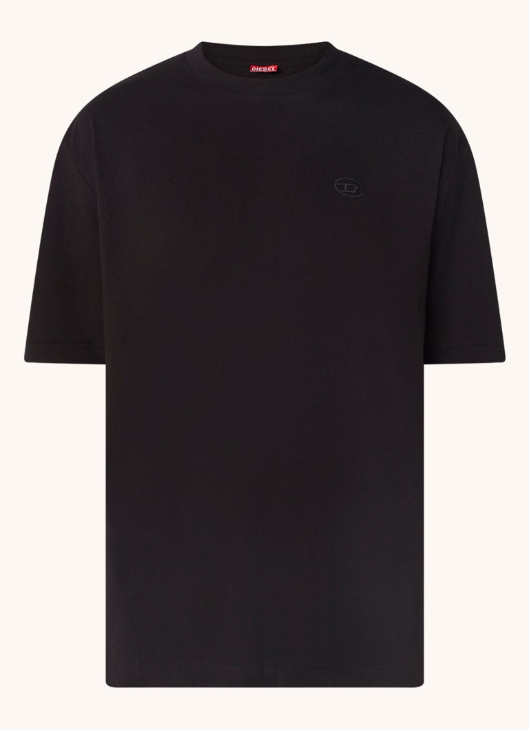 Diesel Heren T-Boggy-Megoval T-shirt met logoborduring in de kleur Zwart