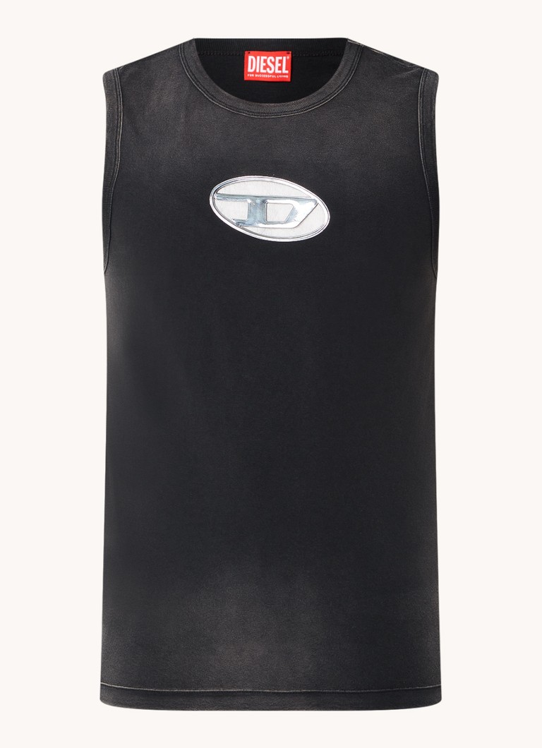 Diesel Heren T-Brico Singlet met logo in de kleur Donkergrijs