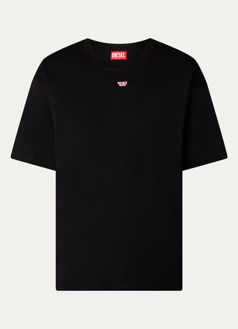 Diesel Dames T-Boxt-D T-shirt met logoborduring in de kleur Zwart