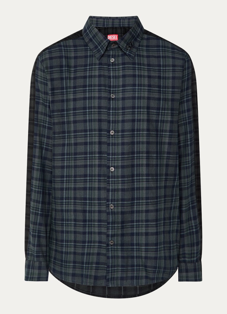 Diesel Heren S-Simply regular fit overhemd met ruitdessin in de kleur Bronsgroen