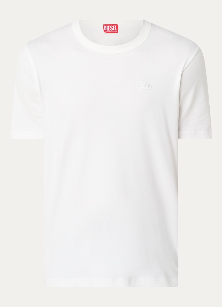 Diesel Heren T-Adjust-Slirs-R17 T-shirt met logo in de kleur Gebroken wit