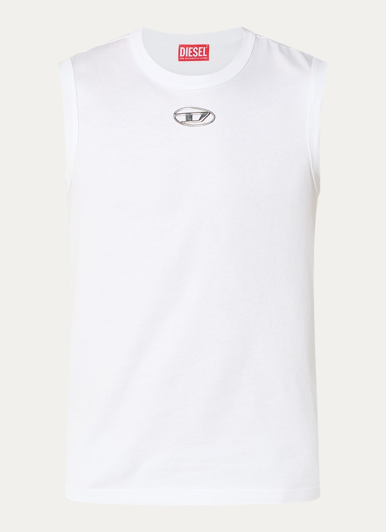 Diesel Heren T-Bisco-Od tanktop met logo in de kleur Wit