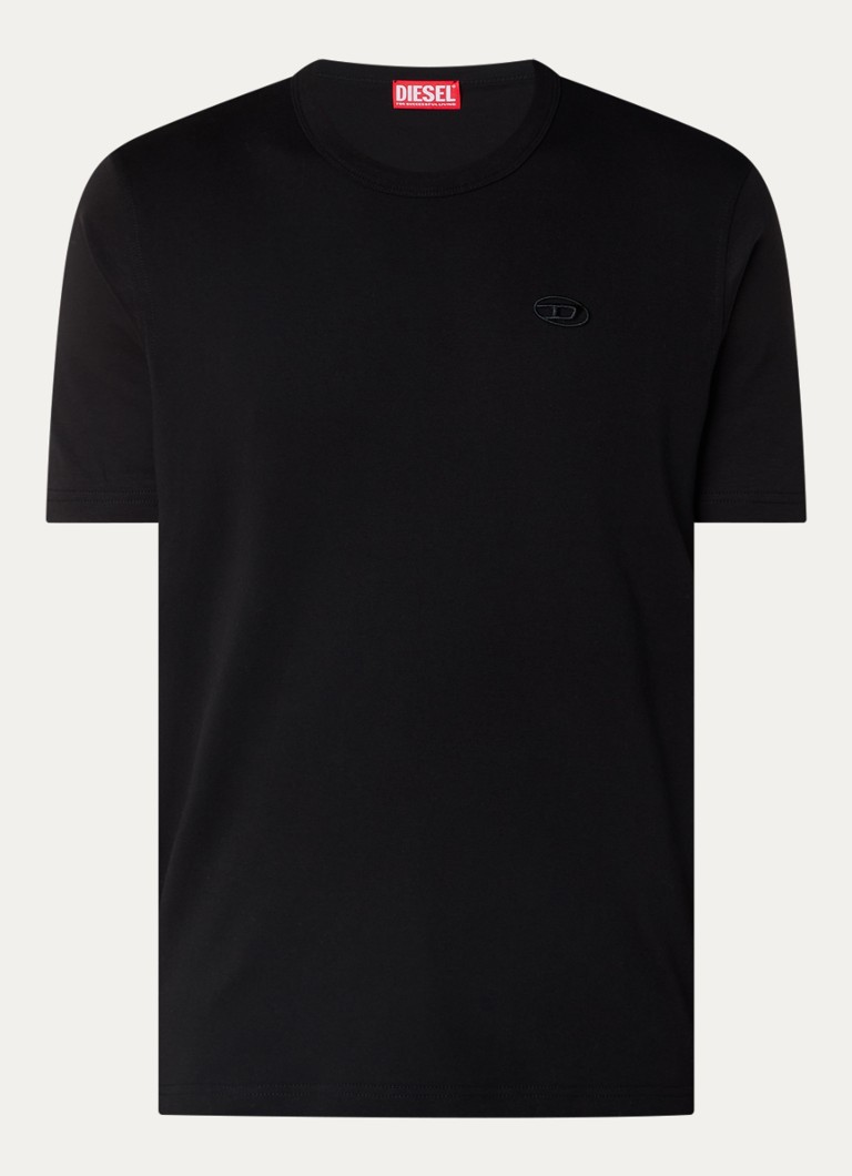 Diesel Heren T-Adjust-Slit T-shirt met logoborduring in de kleur Zwart