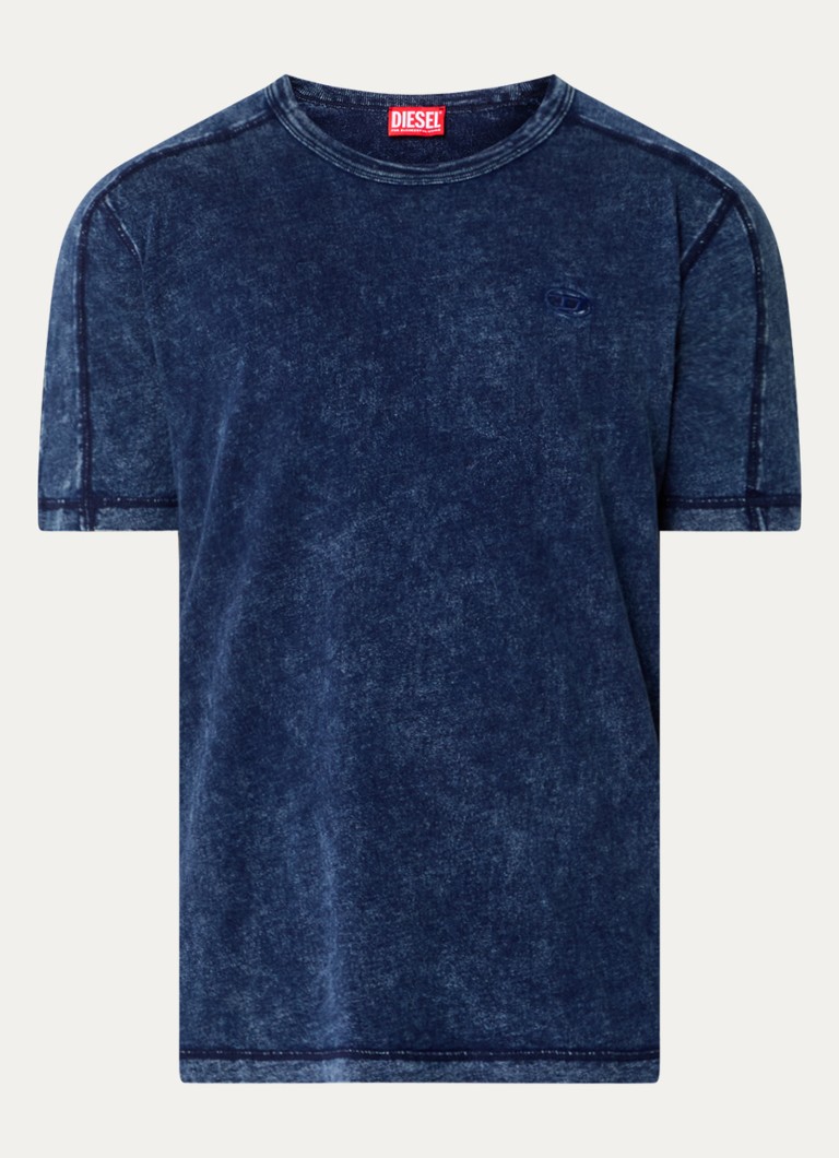 Diesel Dames T-Adjind T-shirt met verwassen afwerking in de kleur Donkerblauw