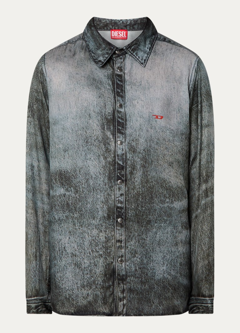 Diesel Heren S-Simply regular fit overhemd met logo in de kleur Antraciet
