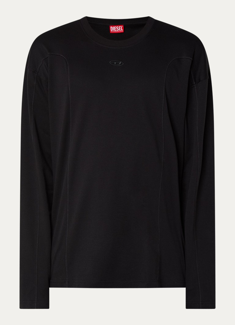 Diesel Heren T-Boxt longsleeve met logoborduring in de kleur Zwart
