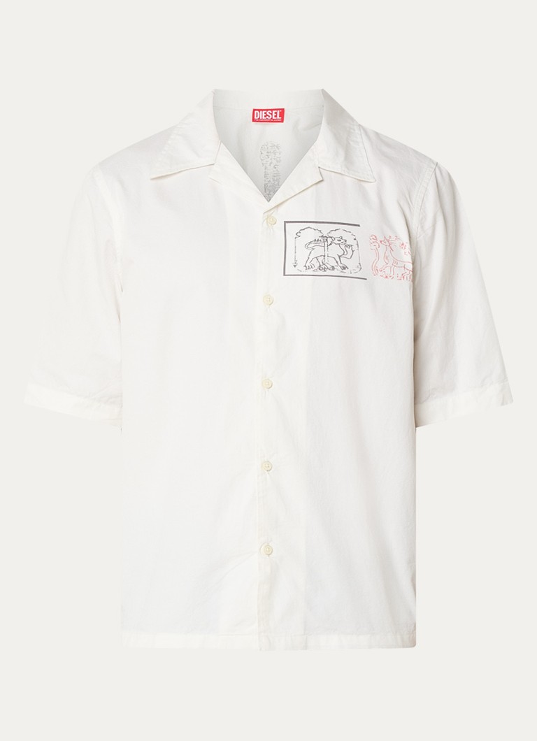 Diesel Heren Regular fit overhemd met front- en backprint in de kleur Gebroken wit