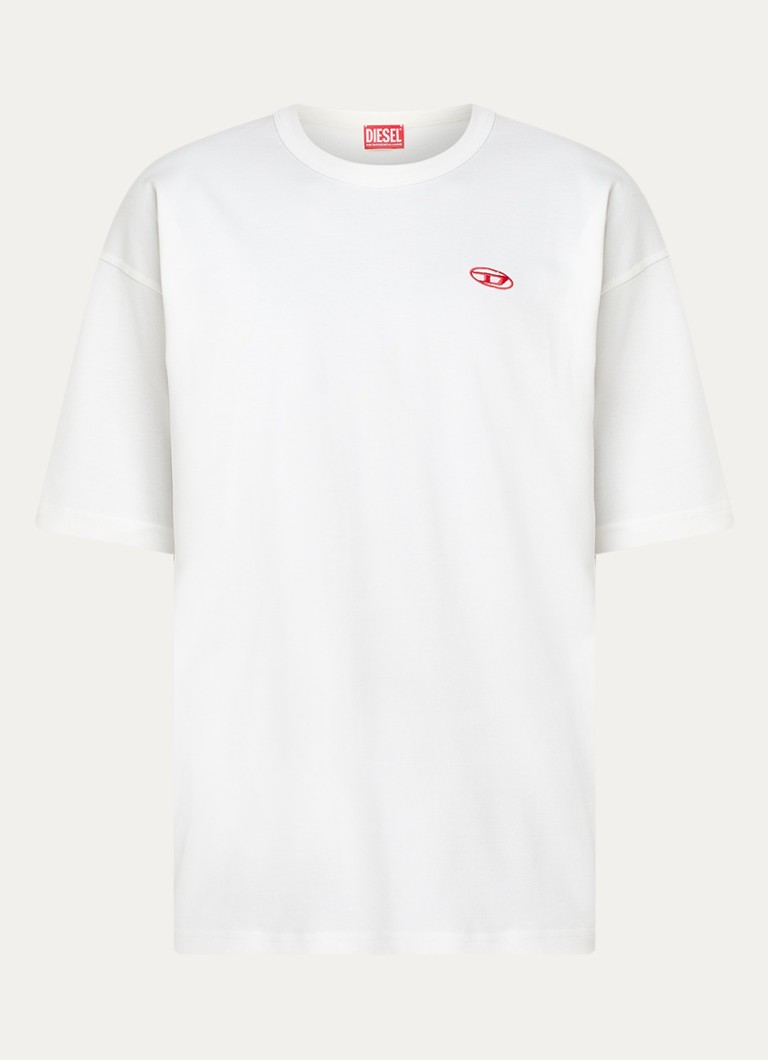 Diesel Heren T-Boxt T-shirt met logoborduring in de kleur Gebroken wit