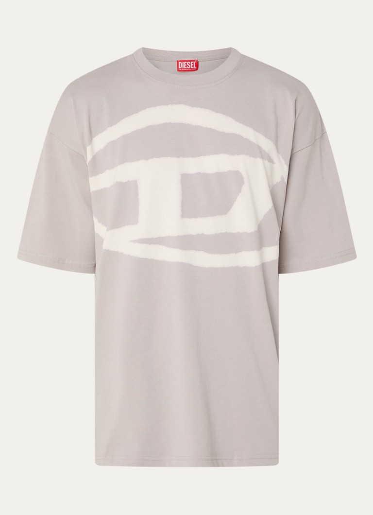 Diesel Heren T-Boxt-Bleach T-shirt met logoprint in de kleur Grijs