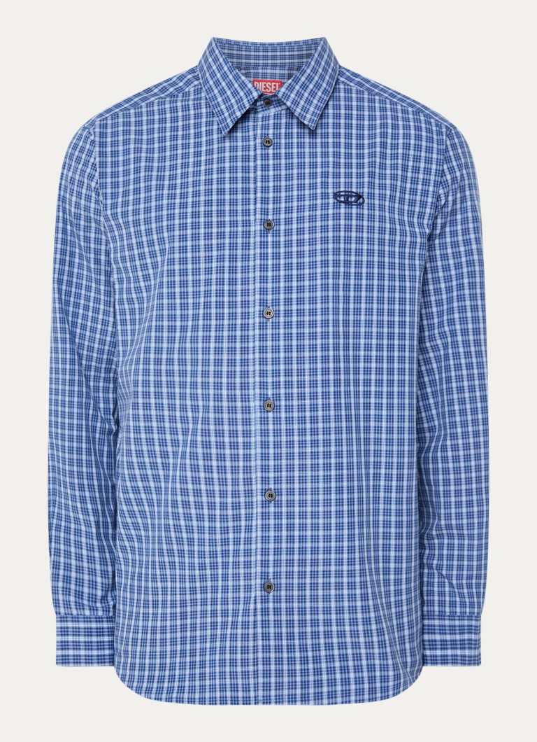 Diesel Heren S-Simply-Dlbv regular fit overhemd met ruitdessin in de kleur Blauw