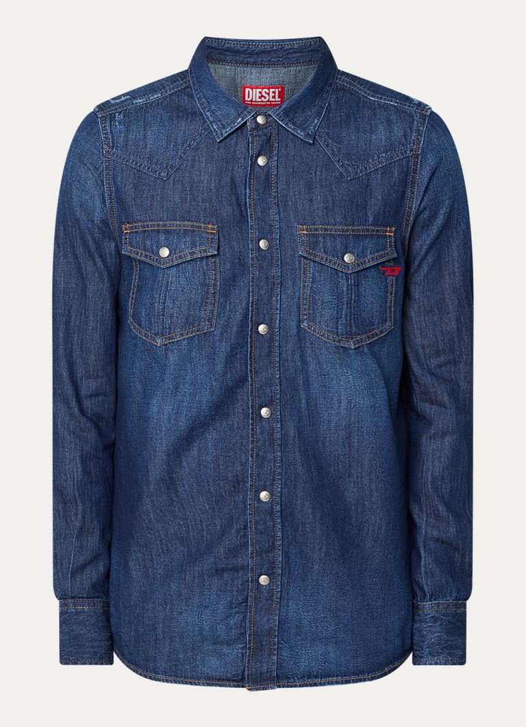 Diesel Heren D-Vega regular fit overhemd van denim in de kleur Indigo