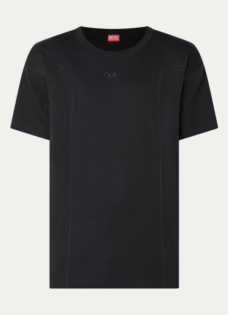 Diesel Heren T-Norm-Int T-shirt met logoborduring in de kleur Zwart