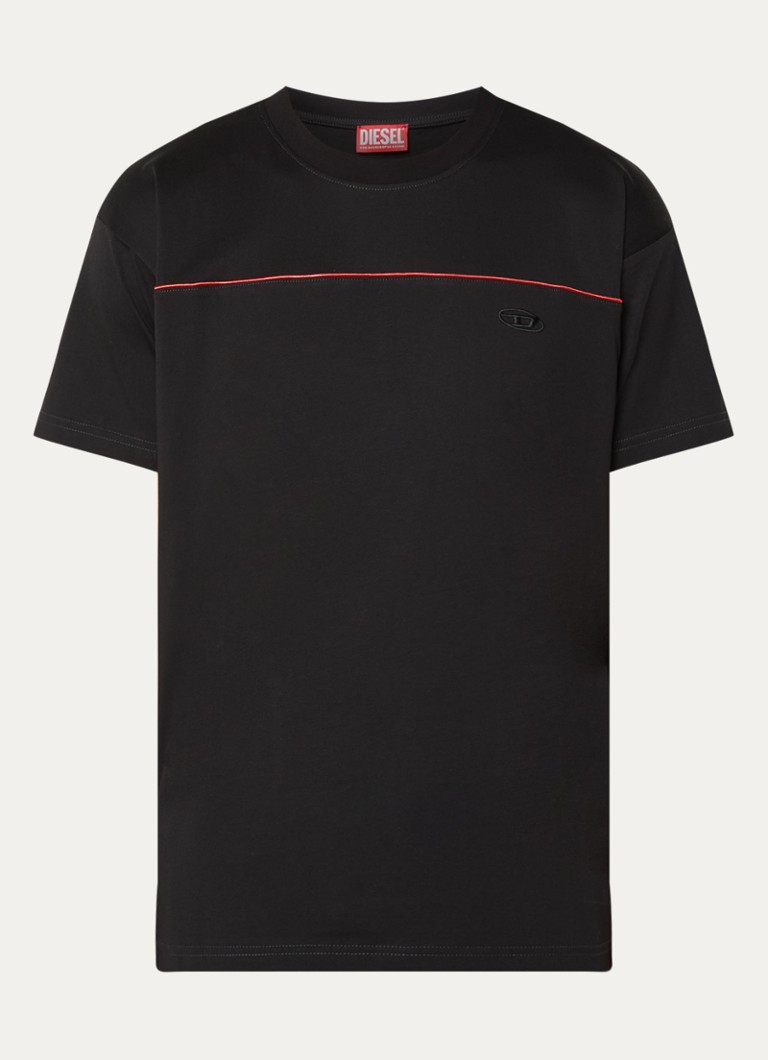 Diesel Heren T-Norm-Piping T-shirt met logo in de kleur Zwart