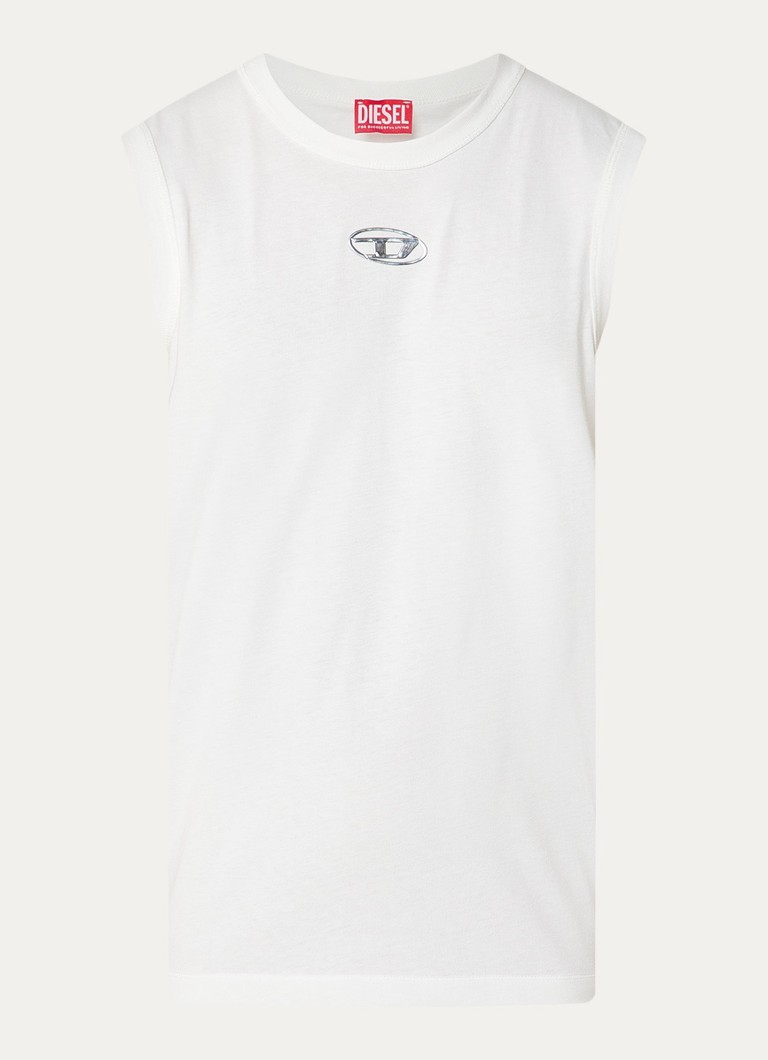 Diesel Heren T-Bisco-Iod tanktop met logo in de kleur Wit