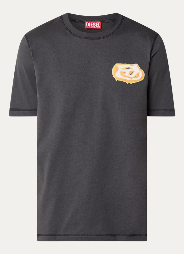 Diesel Heren T-ADJUST-V7 T-shirt met logoprint in de kleur Antraciet