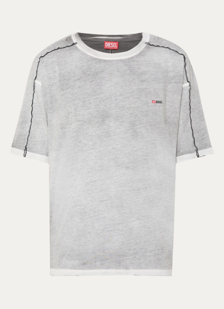 Diesel Heren Riven T-shirt met logo in de kleur Lichtgrijs