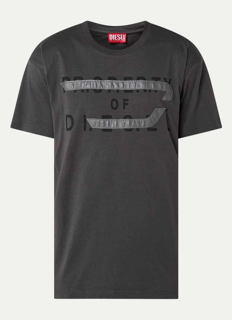 Diesel Heren T-Norm-V11 T-shirt met logo in de kleur Donkergrijs