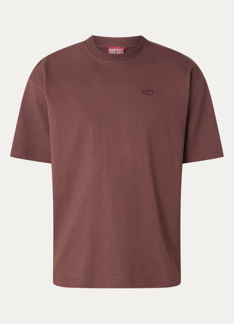Diesel Heren Megoval-D oversized T-shirt met logo- en backborduring in de kleur Bruin