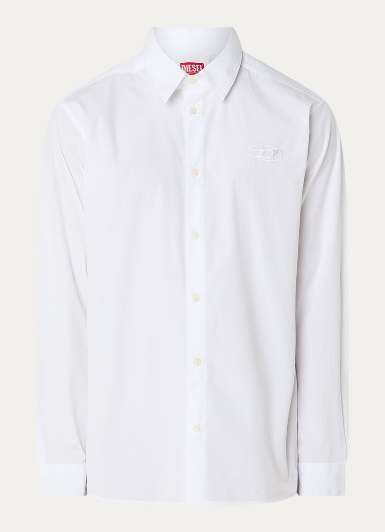 Diesel Heren S-simply-GSBH regular fit overhemd met logoborduring in de kleur Wit