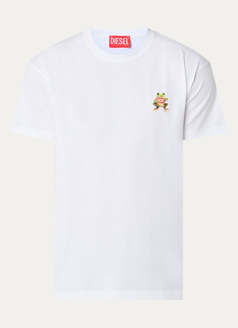Diesel Heren T-Norm-Frog T-shirt met logo in de kleur Wit