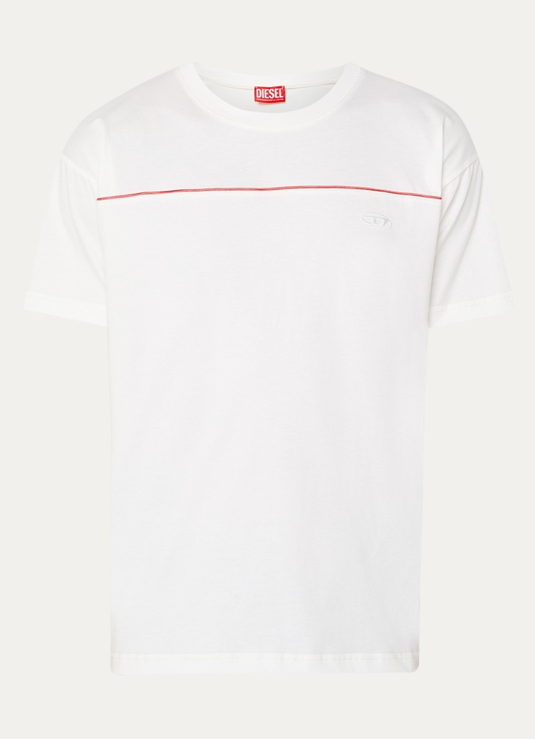 Diesel Heren T-Norm-Piping T-shirt met logo in de kleur Wit