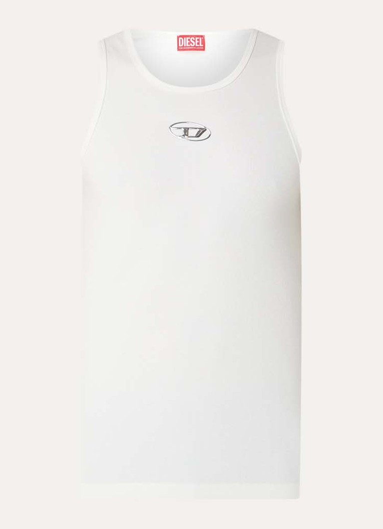 Diesel Heren T-Lifty-Iod tanktop met logo in de kleur Wit