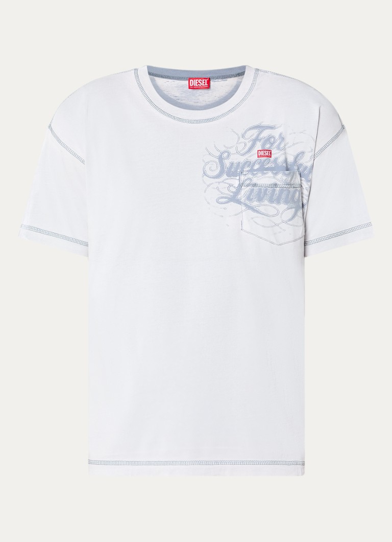 Diesel Heren T-Norm-Pocket T-shirt met print in de kleur Wit
