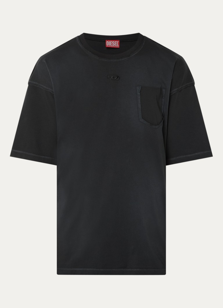 Diesel Heren T-Pock T-shirt met logoborduring in de kleur Zwart