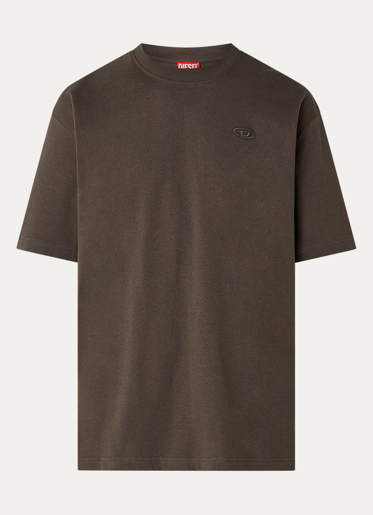 Diesel Heren T-Boggy T-shirt met logoborduring in de kleur Donkerbruin