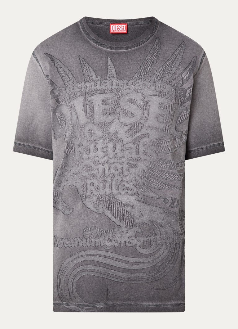 Diesel Heren T-Rawjust T-shirt met structuur in de kleur Donkergrijs