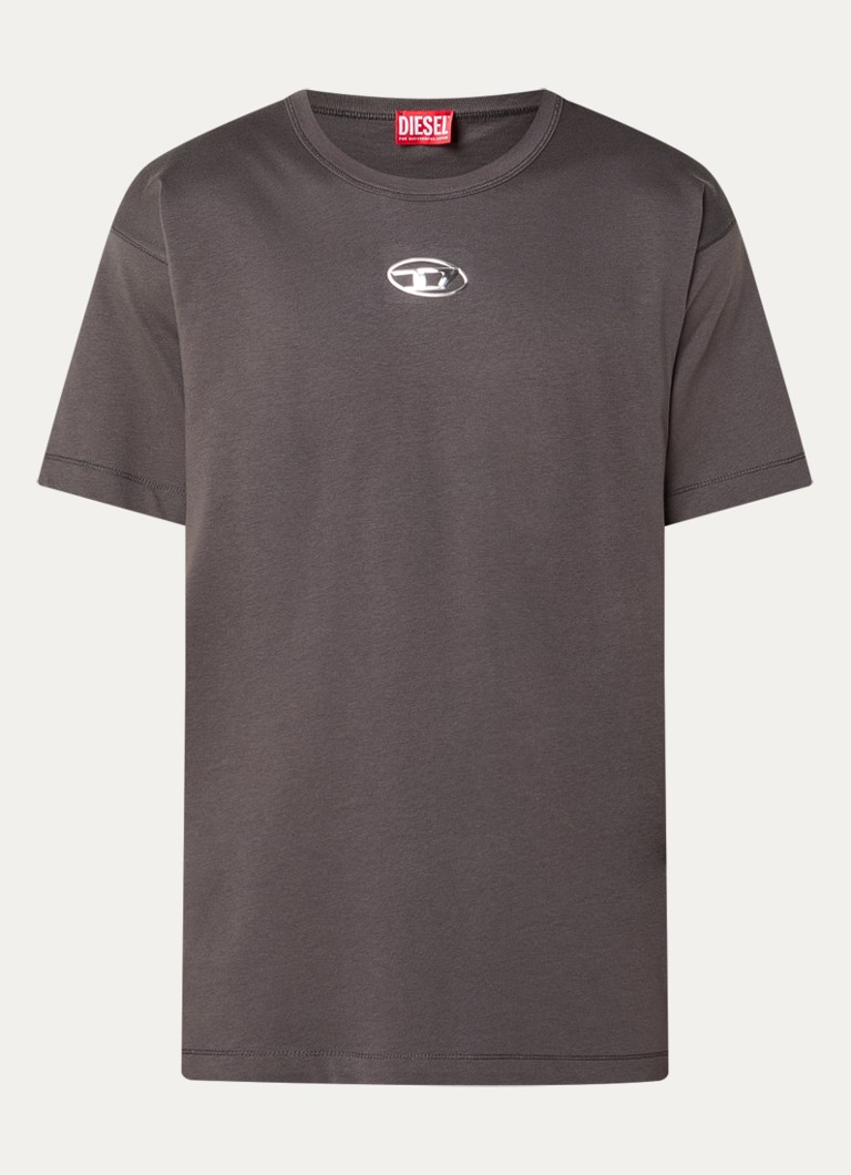 Diesel Heren T-Norm-IOD T-shirt met metallic detail in de kleur Antraciet