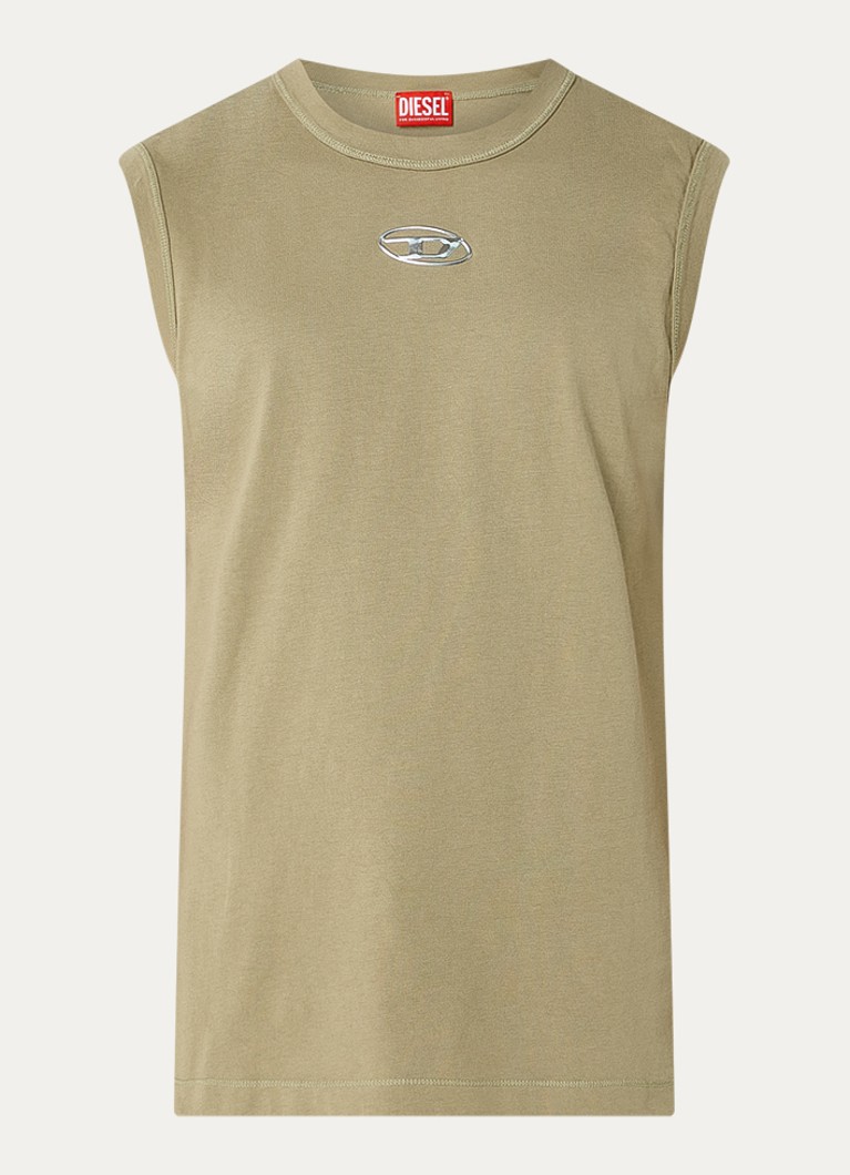 Diesel Heren T-Bisco-Iod tanktop met logo in de kleur Khaki
